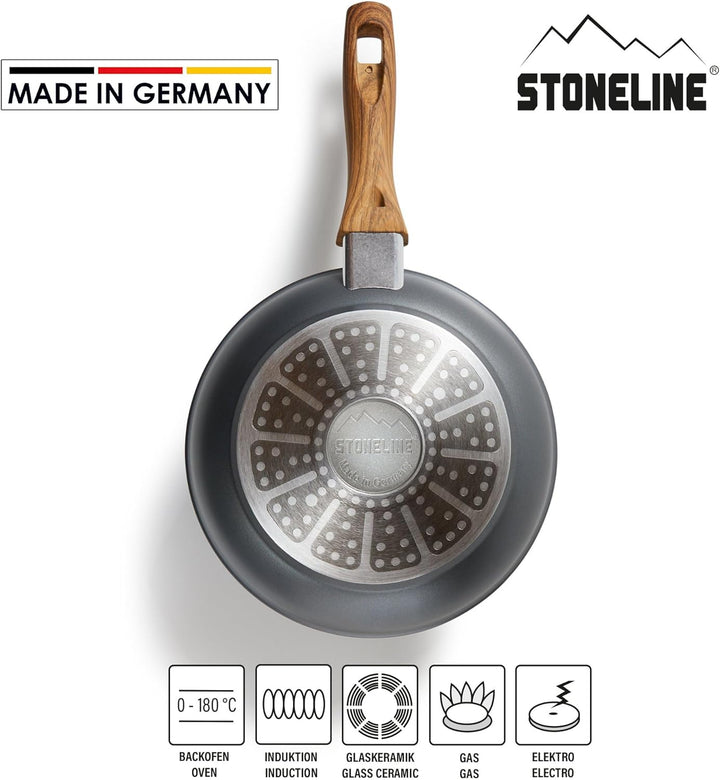 STONELINE Back to Nature Bratpfanne 24 cm, Made in Germany, antihaft beschichtete Pfanne mit echten