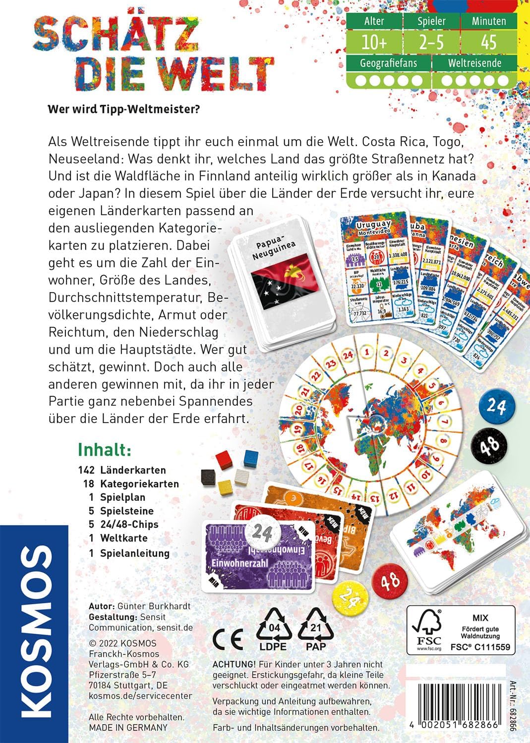 Kosmos 682866 Schätz die Welt, Wer Wird Wett-Weltmeister? Geografie-Spiel über die Länder der Erde,