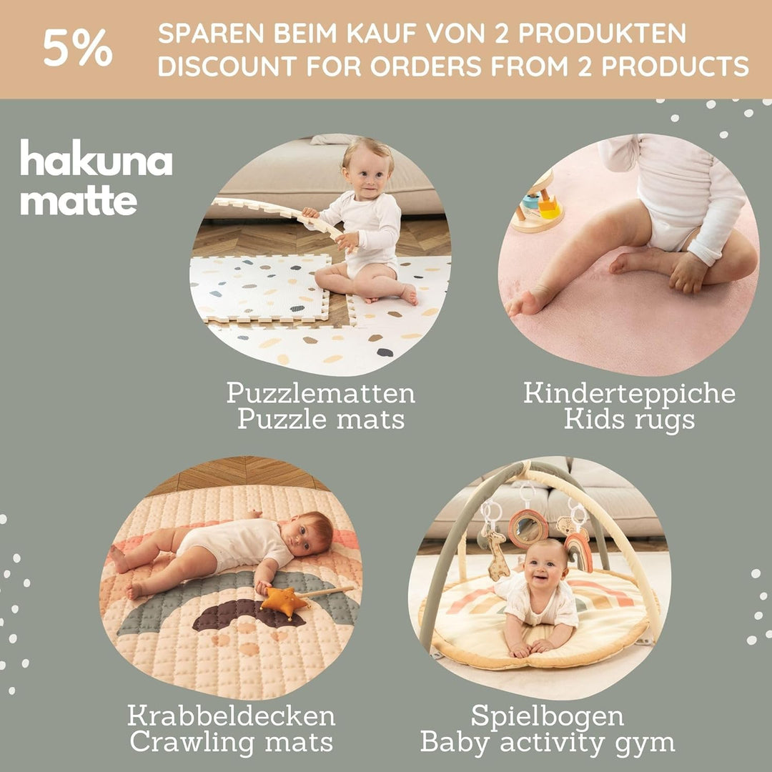 Hakuna Matte Gesteppte Krabbeldecke für Baby 150cm – Extra Dicke 1,5cm und Weiche Krabbelmatte in Sc