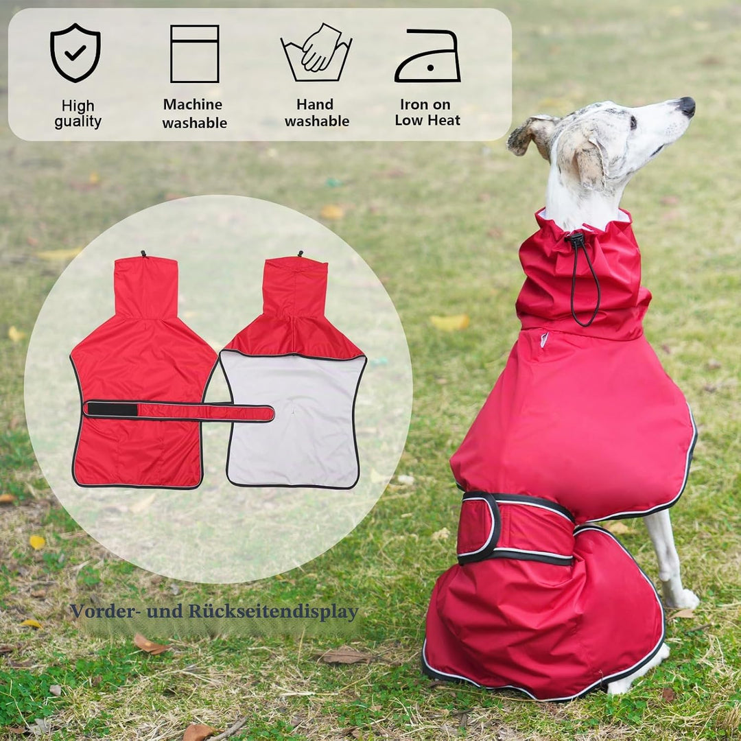 Geyecete Windhund Leicht Hundejacke Regenjacke, Hunderegenmantel Wasserdicht Verstellbar Windhundeja