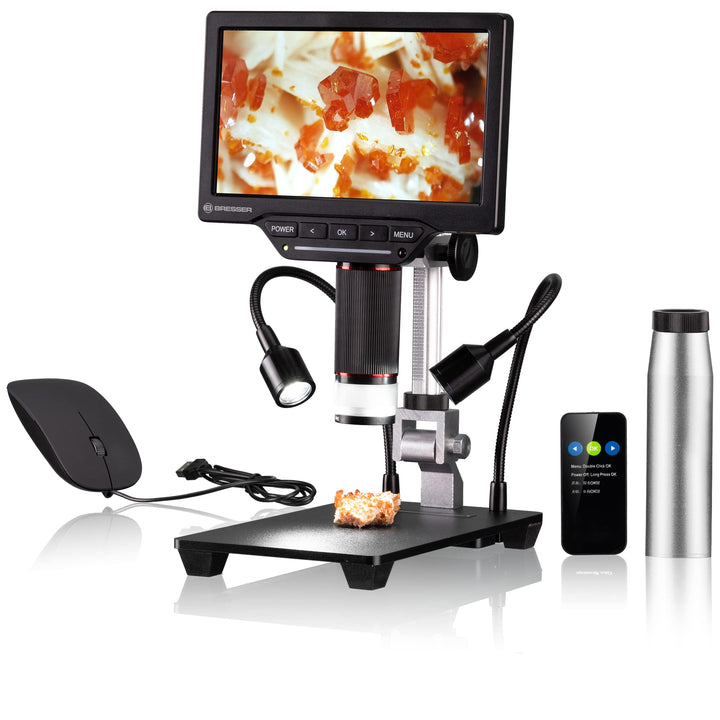 Bresser Digitales Mikroskop 2L mit regelbarem Auflicht, WLAN, hochauflösendem 17,8-cm-(7'')-LCD-Farb