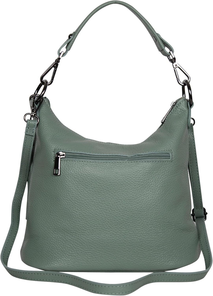 AmbraModa GLX09 - Damen Handtasche Schultertasche Beutel aus Echtleder Avocadogrün, Avocadogrün