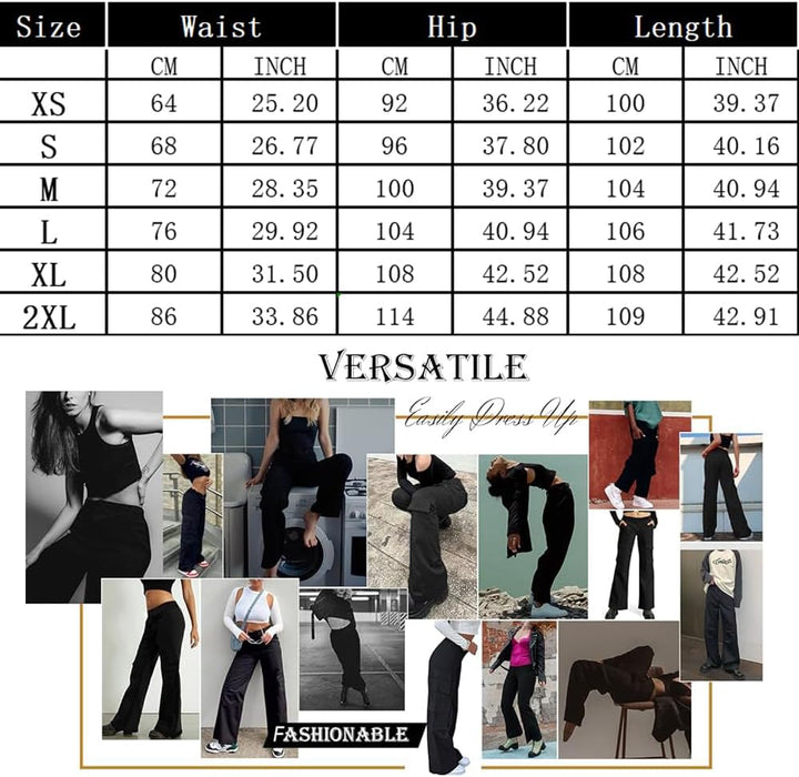 Nuofengkudu Cargohose Damen Weite Hosen Stretch High Waist Cargo Taschen Bootcut Schlaghose Damenhos