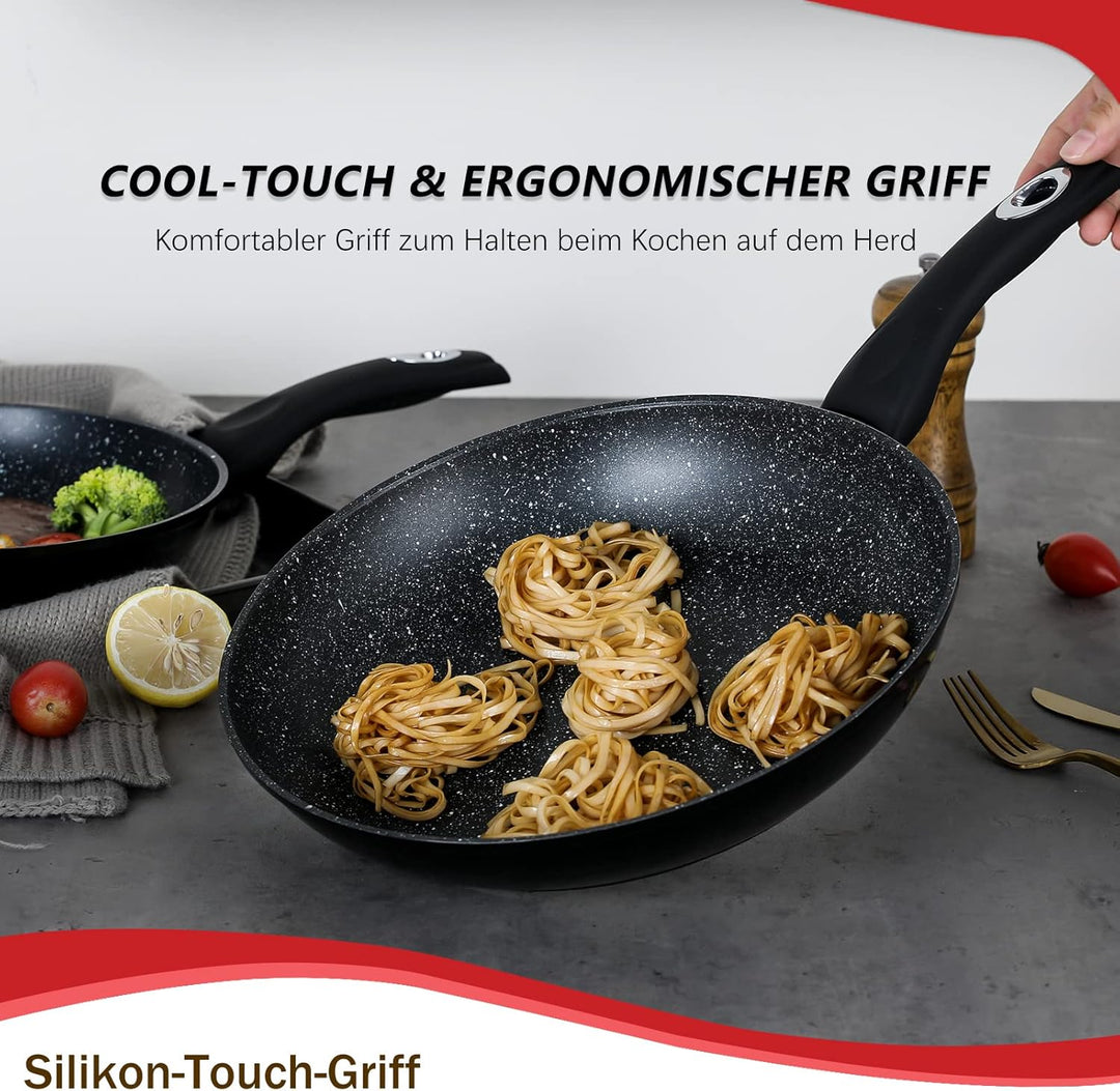 Topfset, HOMELUX 15tlg Induktions Töpfe Set | Aluminiumguss Kochtopfset, Antihaftbeschichtung Pfanne