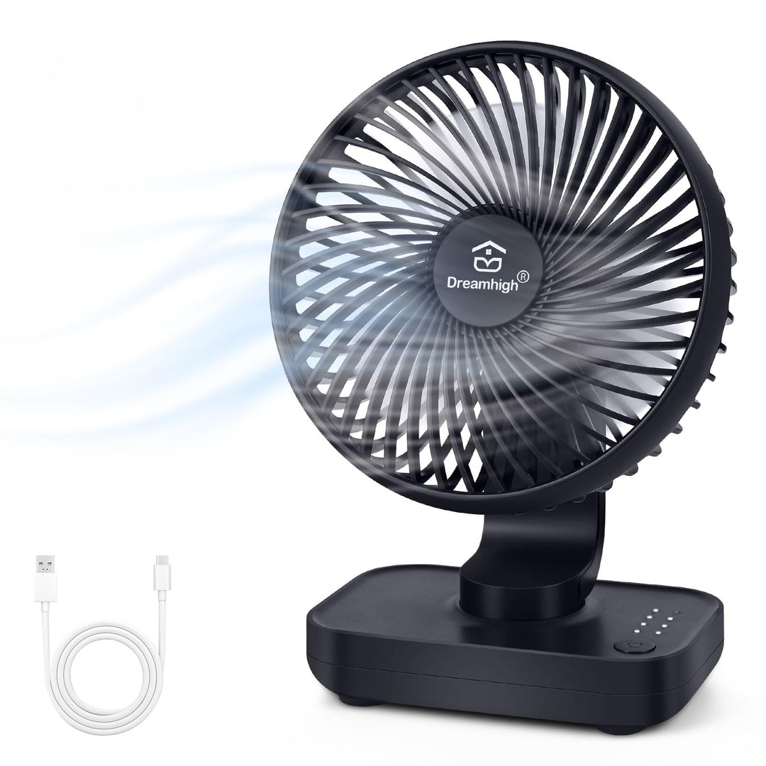 Dreamhigh® 4000mAh USB Ventilator Ultra Leise, Tischventilator, Klein Tragbarer 4 Geschwindigkeiten