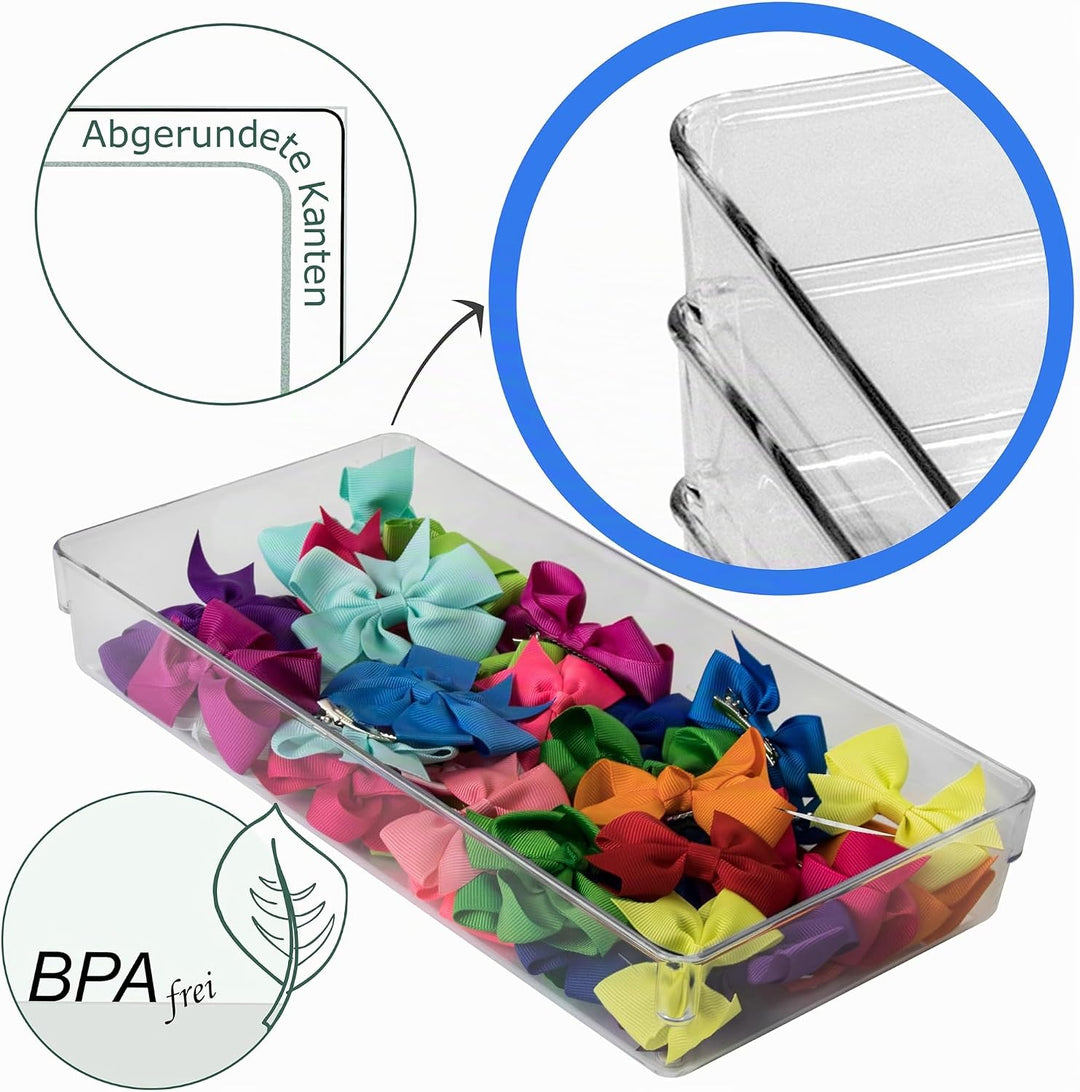 12x Schubladen Ordnungssystem 24x16 cm klar transparent 5,5 cm hoch Antislip - Organizer für Schmink