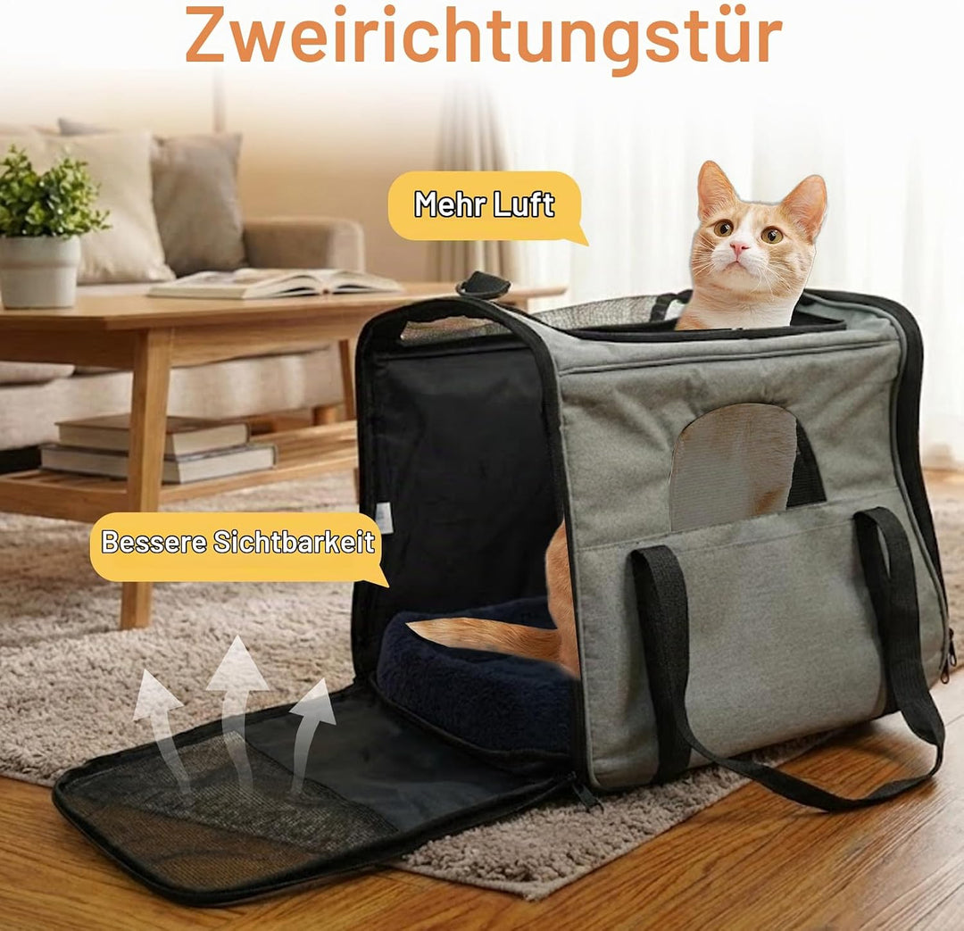 Katzentransportbox – Faltbare Transportbox Katze Auto aus Oxfordstoff, Atmungsaktive Katzentasche mi