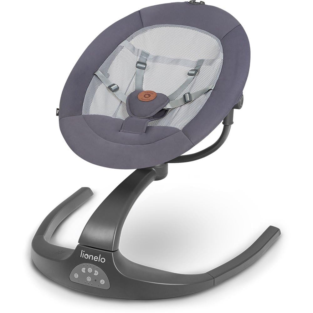 LIONELO Rina Babywippe und Liegestuhl 2in1, Fernbedienung, 360° drehbarer Sitz, zwei Schaukelrichtun