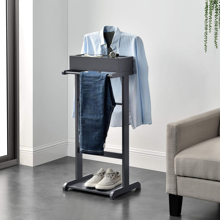 [en.casa] Herrendiener Lulboll Stummer Diener mit Kleiderbügel und Hosenhalter Kleiderständer mit Sc