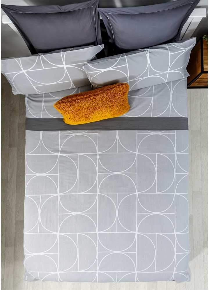 COTTON ARTean Bettwäsche-Set Maison, 105 x 190/200 cm. Cama 105 X 190/200 Grau/Weiss, Cama 105 X 190