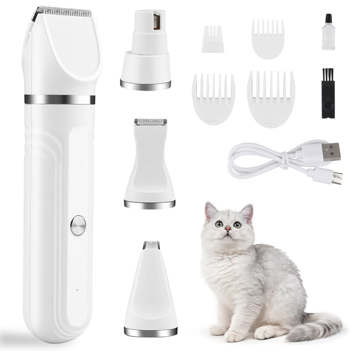 Pfotentrimmer für Hunde, 4-IN-1 Leise Schermaschine Katze Set, Profi Haarschneidemaschine für Katzen
