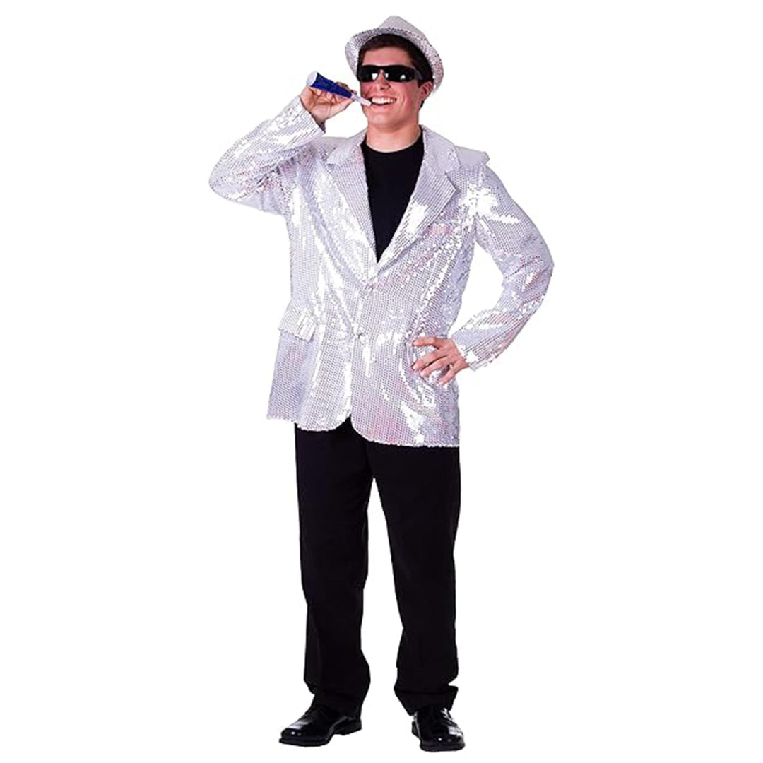 Dress Up America Komplett gefütterte Silber Pailletten Jacke für Erwachsene Mittel (Taille: 99–112,