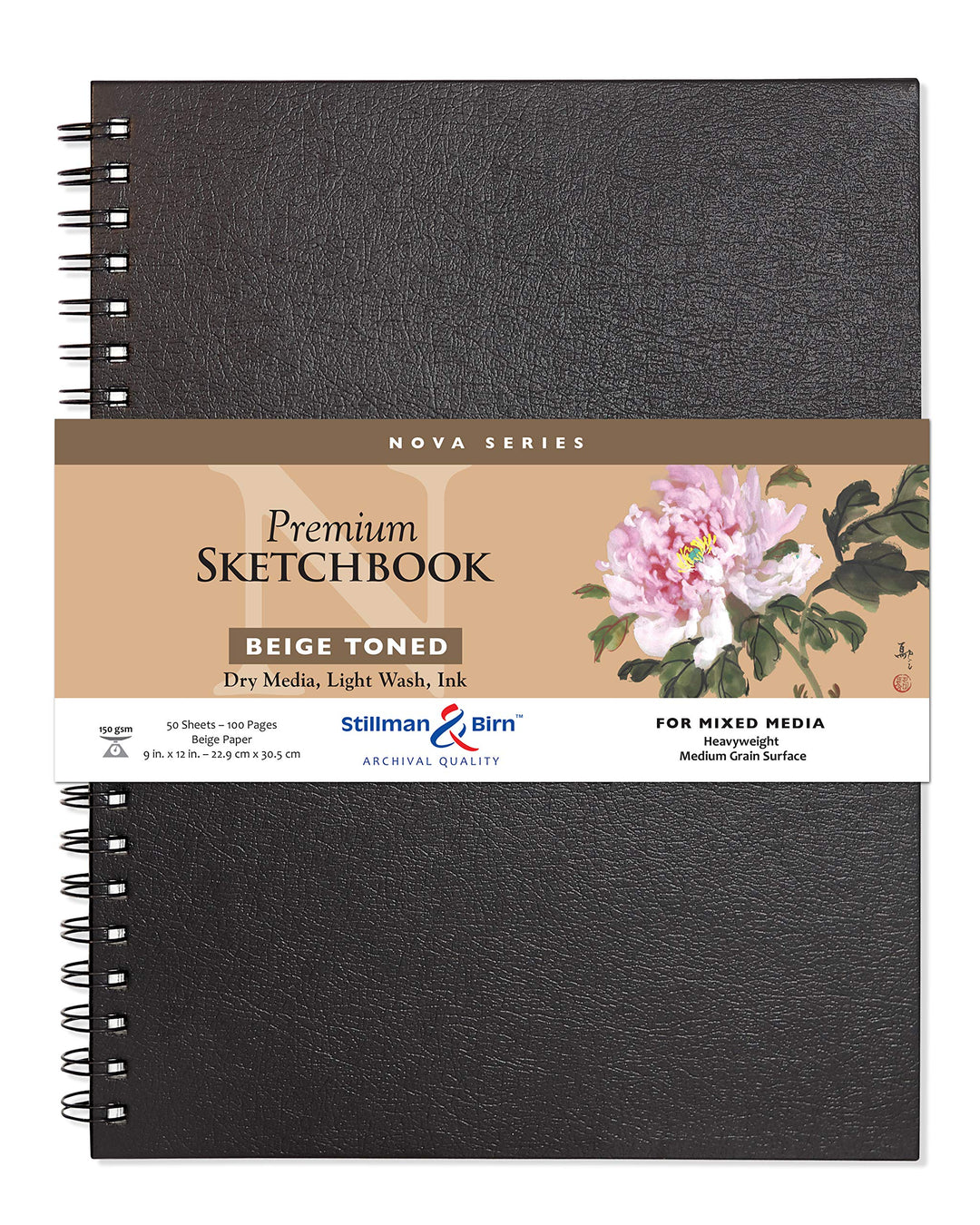 Stillman & Birn Nova Wirebound Sketchbook, Beige, 9x12 Inches 9" x 12" 150 gsm (Heavyweight) Beige,