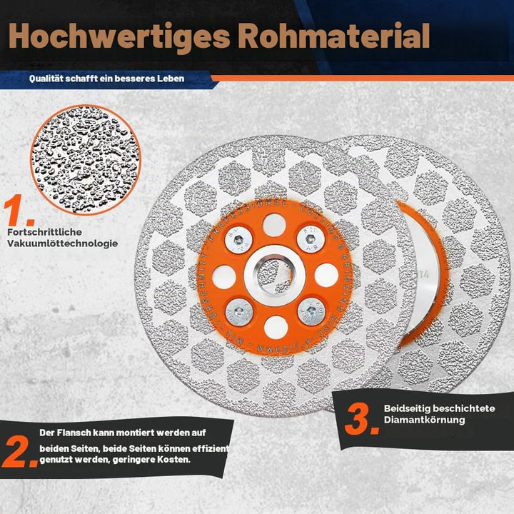 Diamant Trennscheibe 115mm - BRSCHNITT Doppelseitig zum Schneiden und Schleifen Granit Marmor Fliese