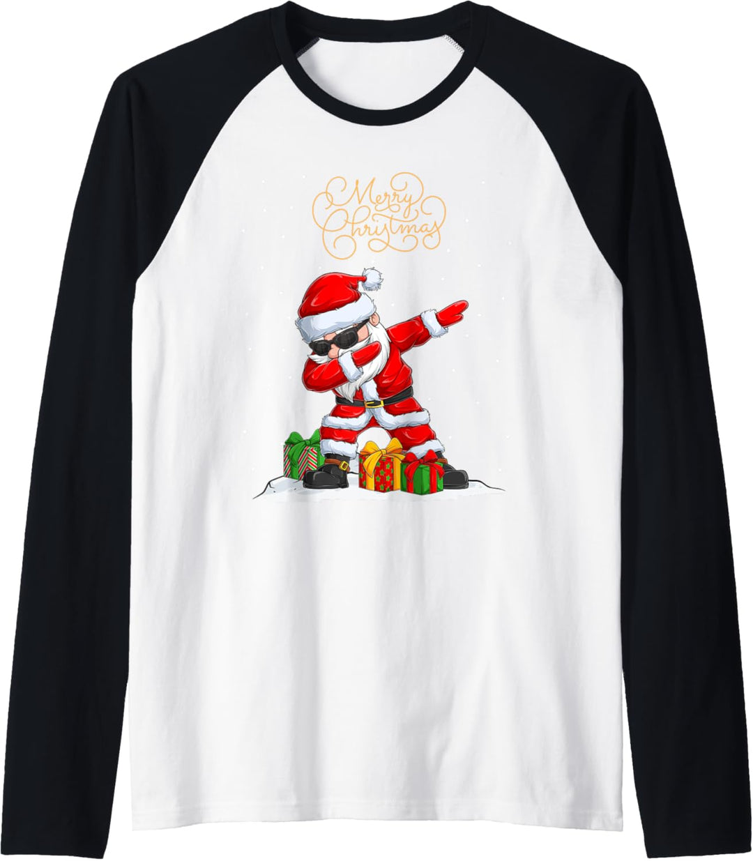 Santa Claus Dabbing Snow Dab Xmas Lustiges Weihnachtsmann Raglan