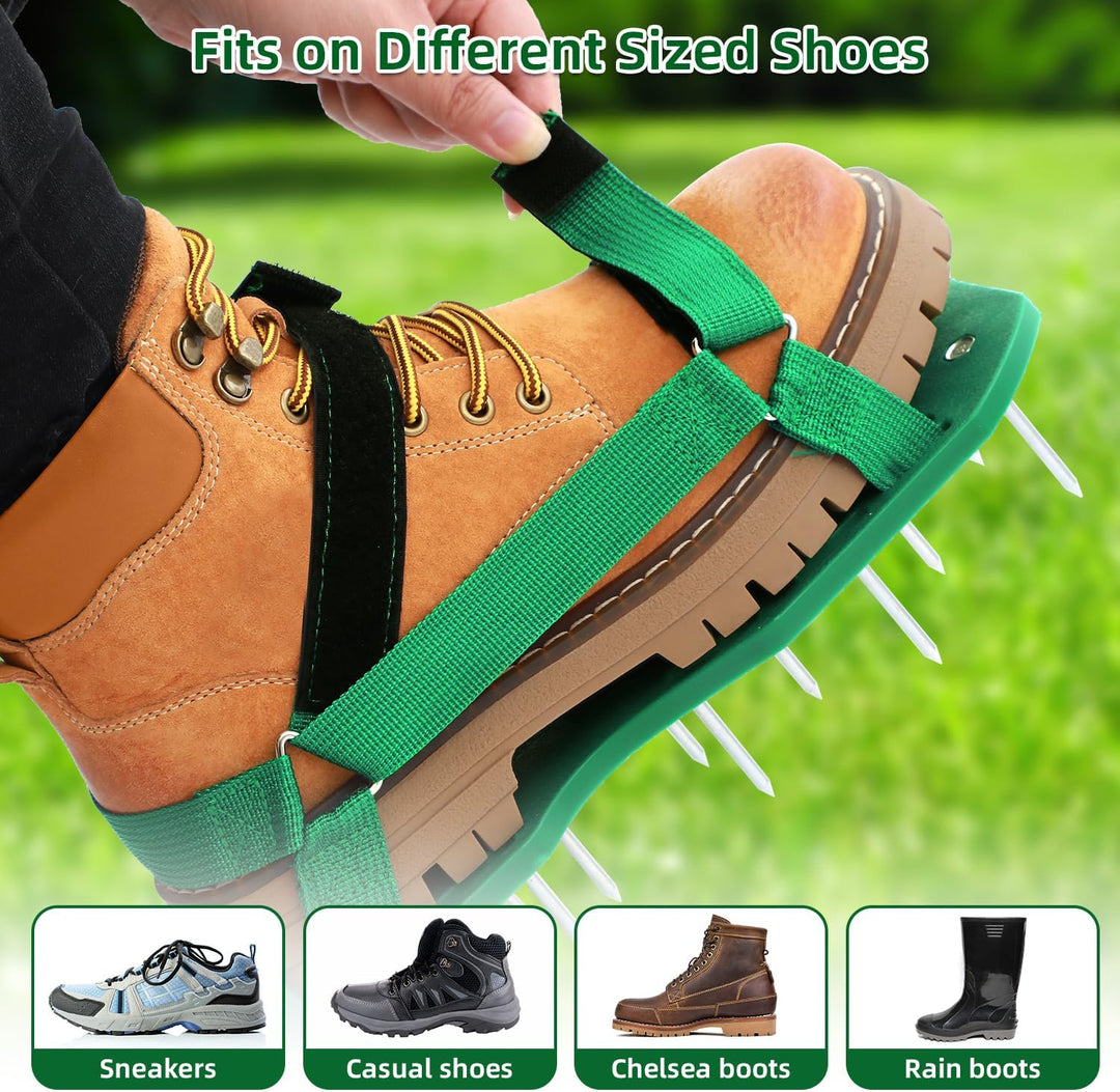 Ohuhu Rasenlüfter Schuhe Nagelschuhe mit Schaufel Kostenlose Installation, Rasenbelüfter Aerifiziere