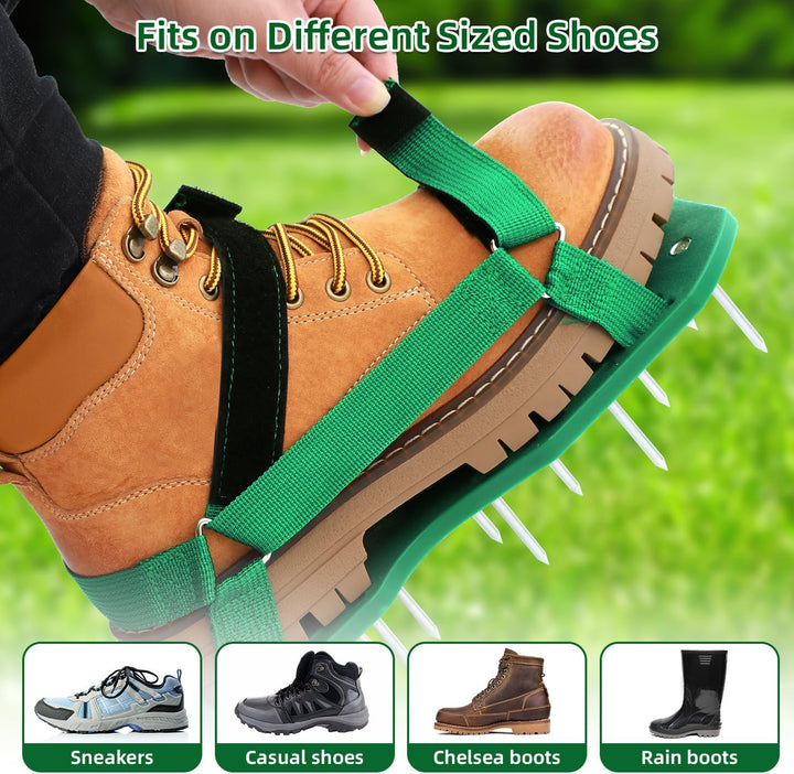 Ohuhu Rasenlüfter Schuhe Nagelschuhe mit Schaufel Kostenlose Installation, Rasenbelüfter Aerifiziere