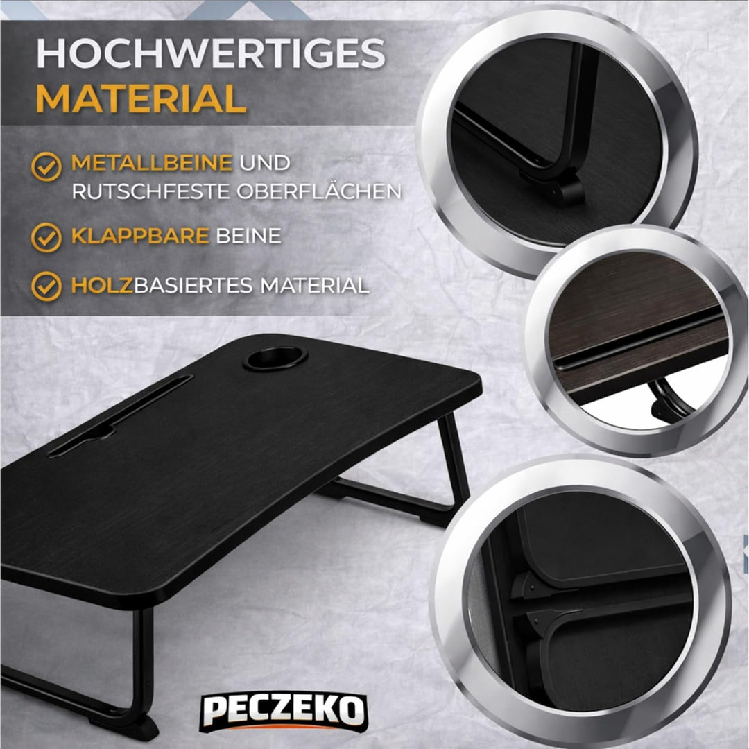 Laptoptisch Klappbar – Laptopständer mit Tablet-Halter, Frühstückstablett aus Holz, Tisch für Sofa u