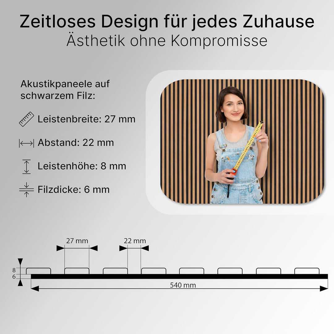 wohnartig 3D Akustikpaneele (Eiche Natur, 1 Stück 240cm x 54cm) Eiche Natur 1 Stück 240cm x 54cm, Ei