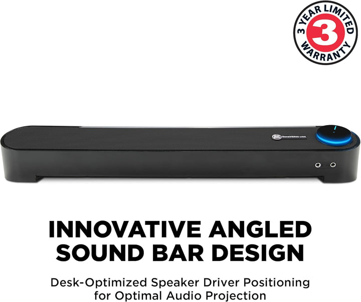 GOgroove Soundbar für PC Lautsprecher für Computer: Tragbarer 2.0 Stereo Speaker mit Eingebauten Sou