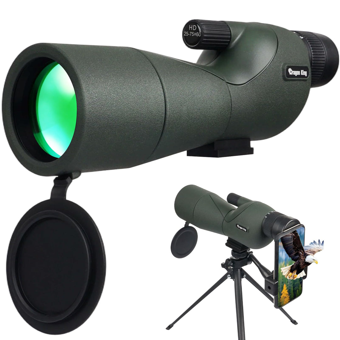 BIBIRE Spektiv mit Stativ und Smartphone-Adapter, 25-75x60 HD-Spektiv mit Tragetasche für Zielschies