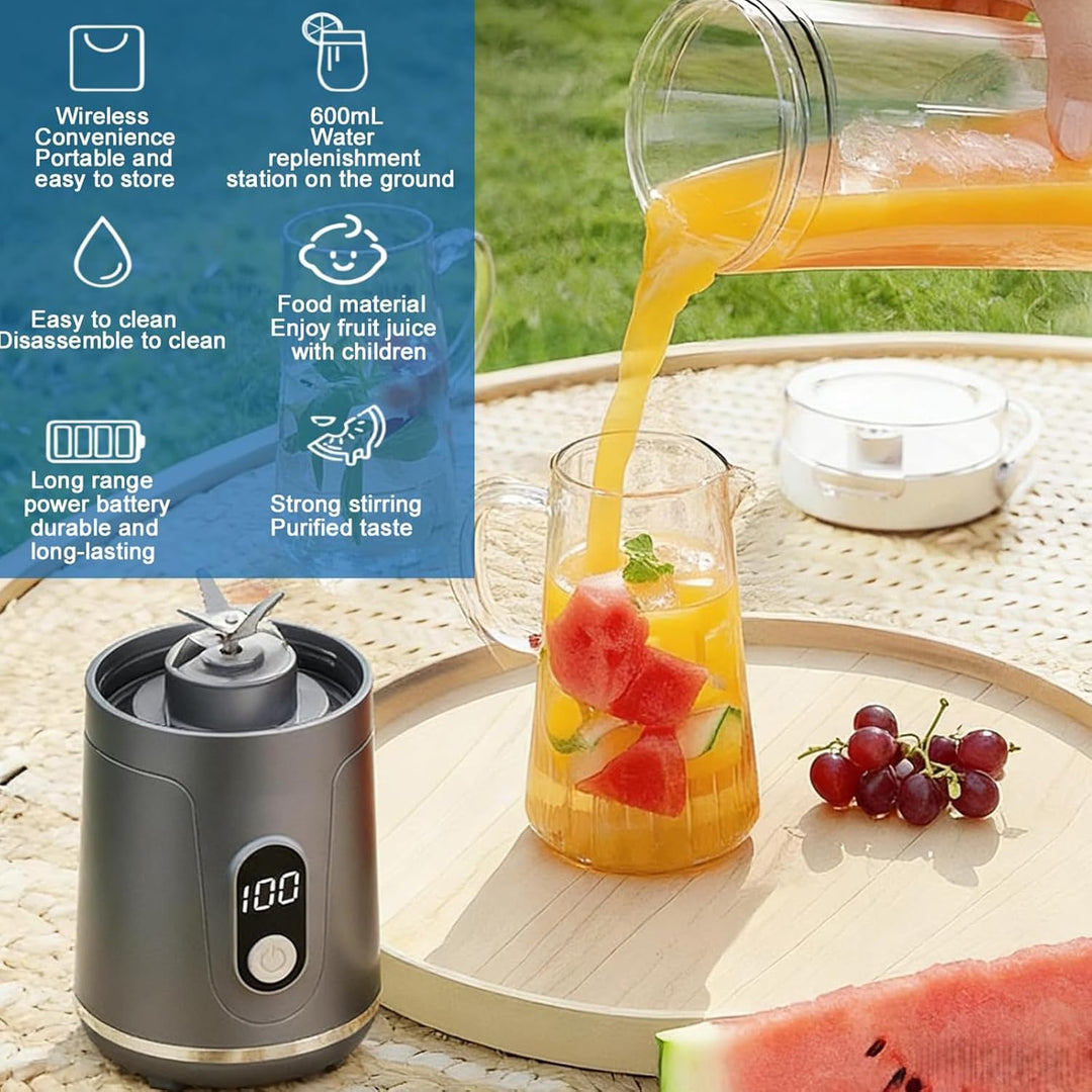 Smoothie Maker To Go, Tragbarer Mixer 600 ml Wiederaufladbarer Mixer Smoothie Maker mit Reisedeckel