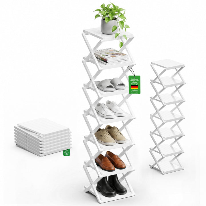 schmales Schuhregal, Ohne Installation, klappbarer Schuhhalter, Tragbare Holz Schuhregale, platzspar