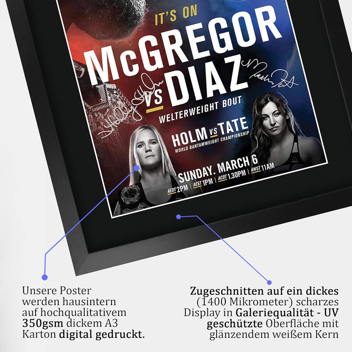 HWC Trading A3 FR UFC 196 Programm-Plakat Conor McGregor Nate Diaz Holly Holm Miesha Tate Signed Ges