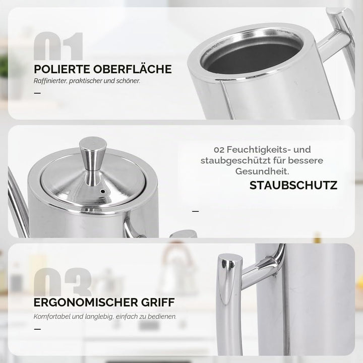 Edelstahl Oil Dispenser Flasche, Olivenöl Pourer Stopper Pot Sojasauce Essig Cruet Drizzler Ölbehält