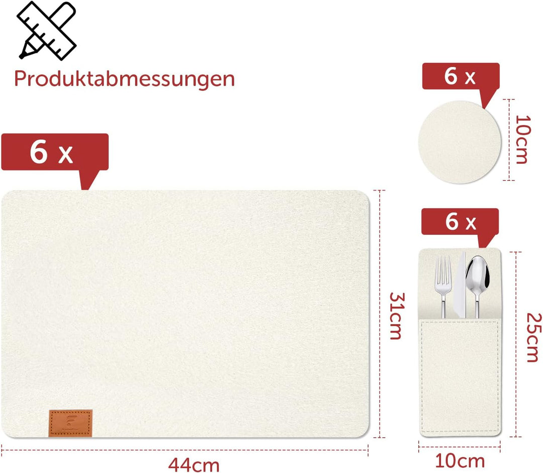 shinfly Tischsets Abwaschbar Platzsets aus Filz 18er Set, Abwischbar Tischsets, Hitzebeständig rutsc