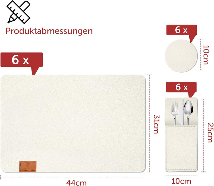 shinfly Tischsets Abwaschbar Platzsets aus Filz 18er Set, Abwischbar Tischsets, Hitzebeständig rutsc
