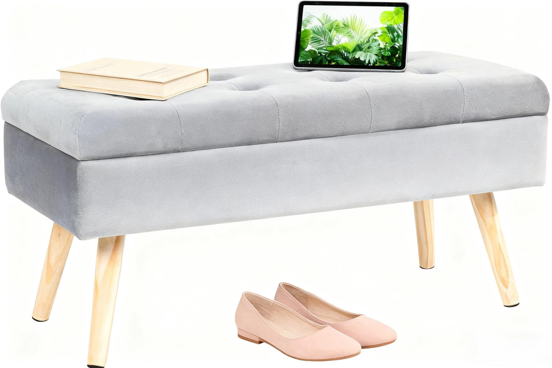 Hawthyhome Sitzbank mit Stauraum 80 × 35 × 43 cm, Sitztruhe mit Aufbewahrungsbox Truhenbank Samt Pol