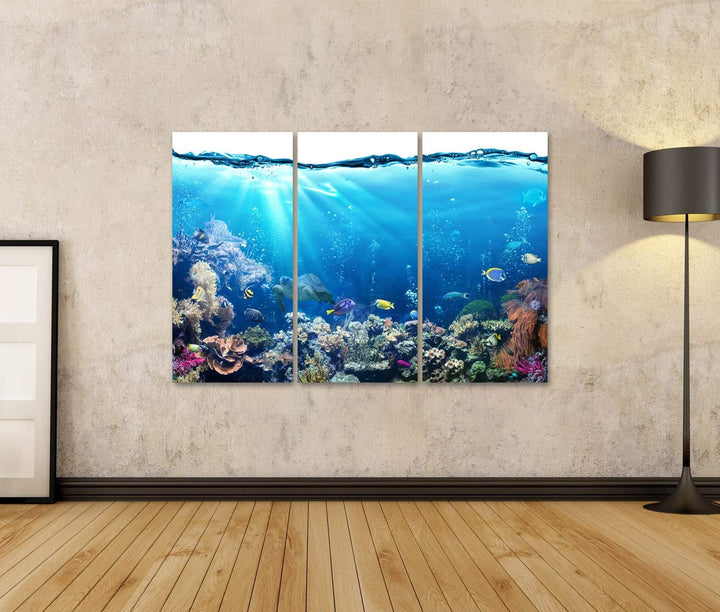 islandburner Bild auf Leinwand Unterwasser Szene Riff Und Tropischen Fischen Aquarium Bilder Wandbil