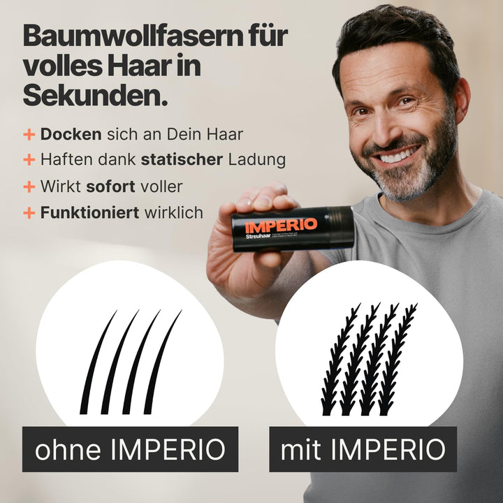 IMPERIO Streuhaar zur Haarverdichtung & vollem Haar in Sekunden. Schütthaar für einen authentischen