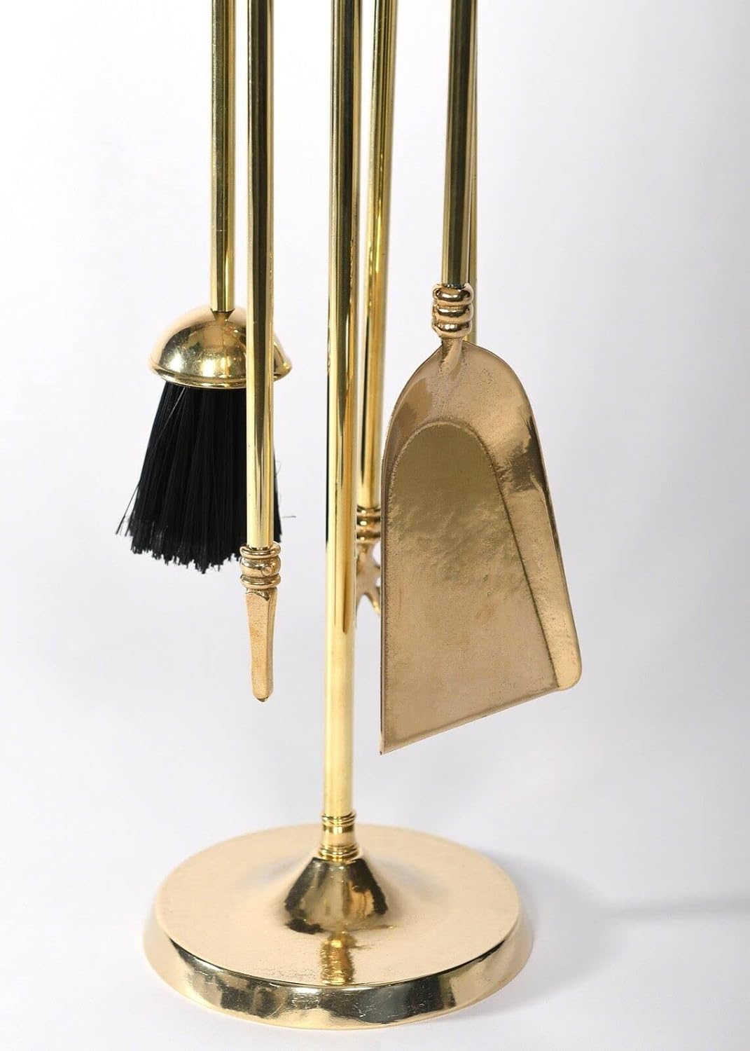 Kaminbesteck Messing Kaminbesteck Runde Ring Kamingarnitur 70cm poliertes Messing Gold Kaminset 8208