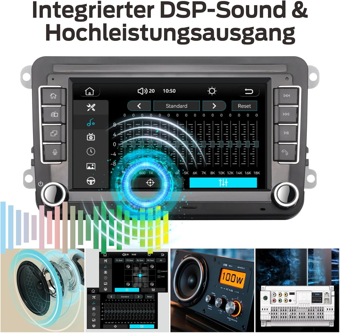 Autoradio für VW Passat Caddy Tiguan Touran Golf 5 6 GTI T5 EOS Polo mit Wireless Carplay Android Au