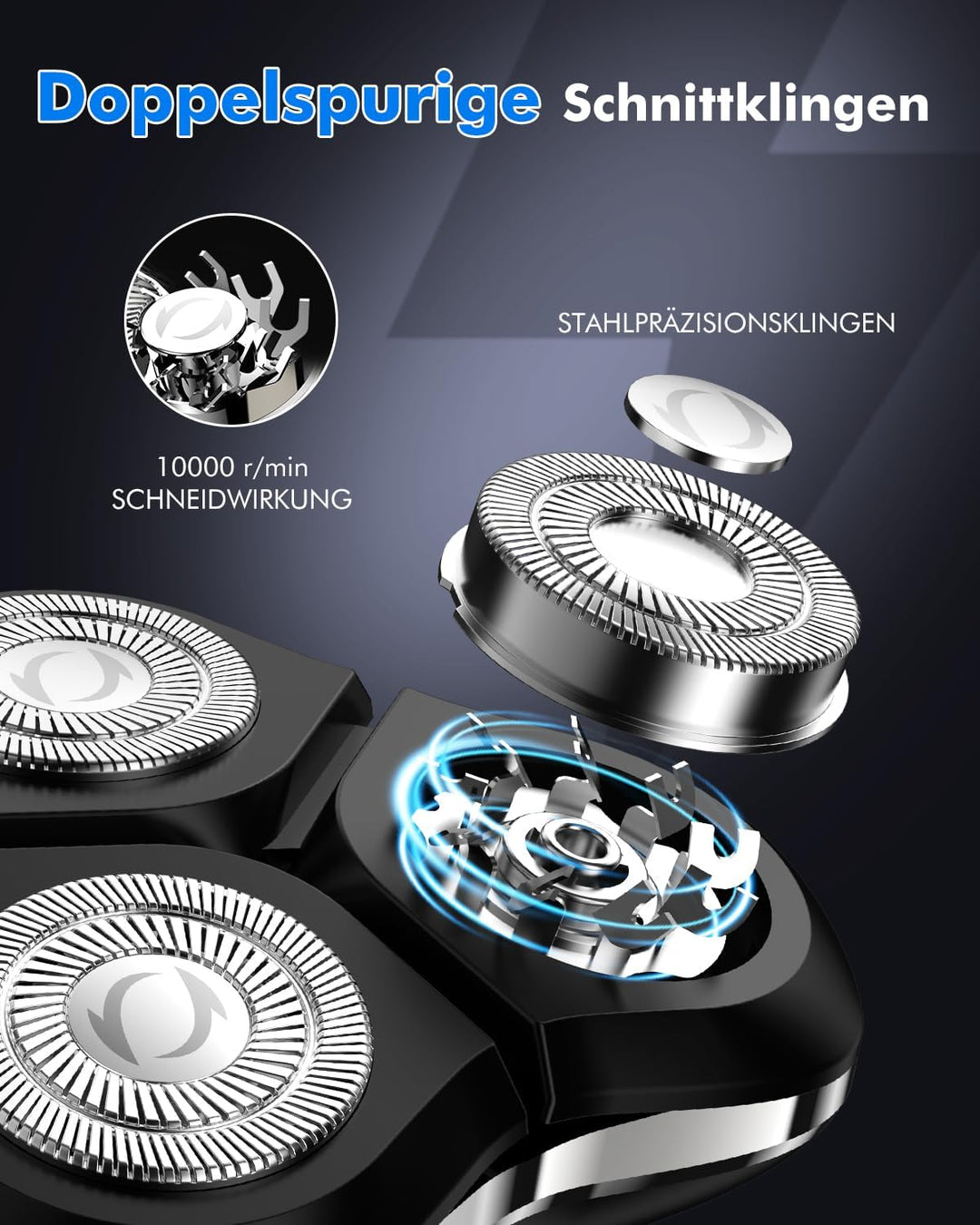 Rasierer Herren Elektrisch, 3D Elektrorasierer Herren mit Wiederaufladbarer Basis -Rasierer Herren E