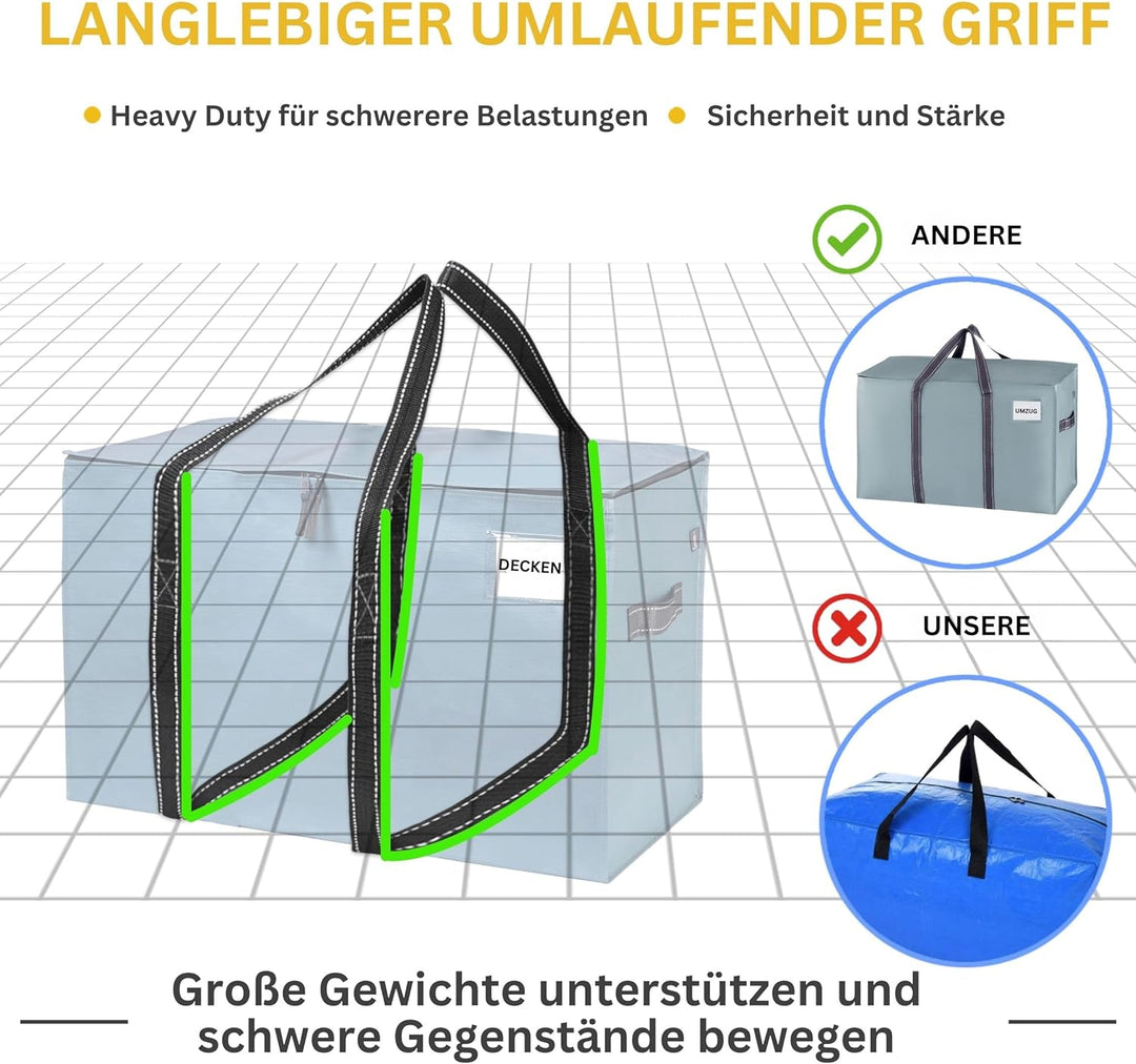 VENO 102 Liter Grosse Aufbewahrungstasche, Aufbewahrungsbox mit Deckel, Starke Griffe Umzugstaschen