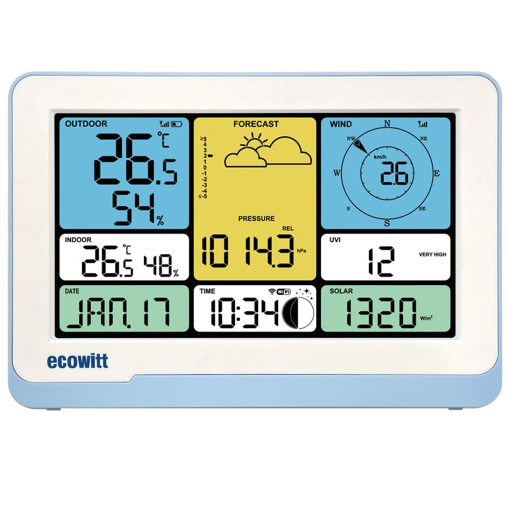 ECOWITT Konsole WS3820_C für Wetterstationen, 7,5 Zoll drahtloses Farb-LCD-Display für Zuhause, Eing