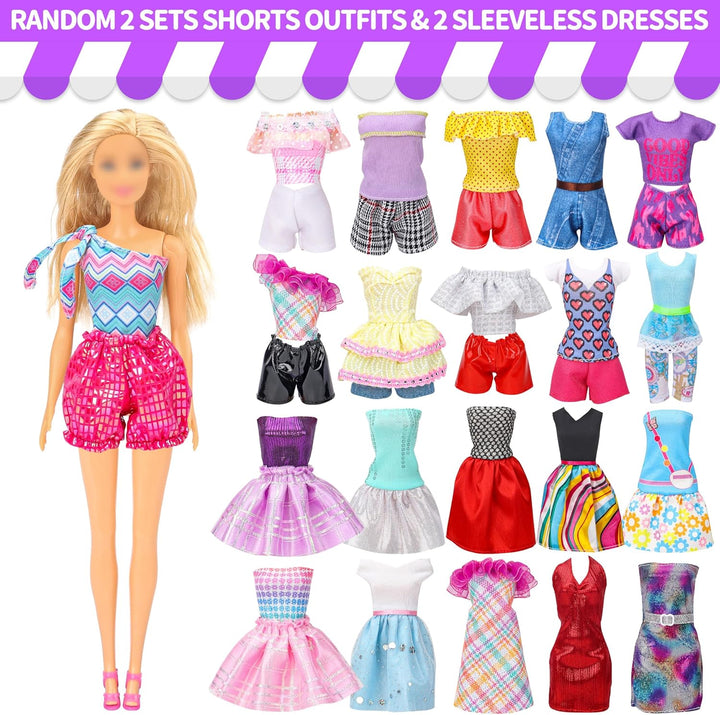 Puppenkleidung Geschenkset für 11,5 Zoll Puppe und Barbie (56-teilig - 2 Hochzeitskleider, 2 Abendkl