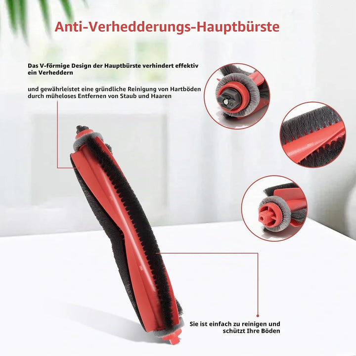 Zubehör für Roborock Q10 S5 / Q10 S5+ Staubsauger Ersatzteil, 1 Hauptbürste,4 Wischtücher,4 Staubbeu