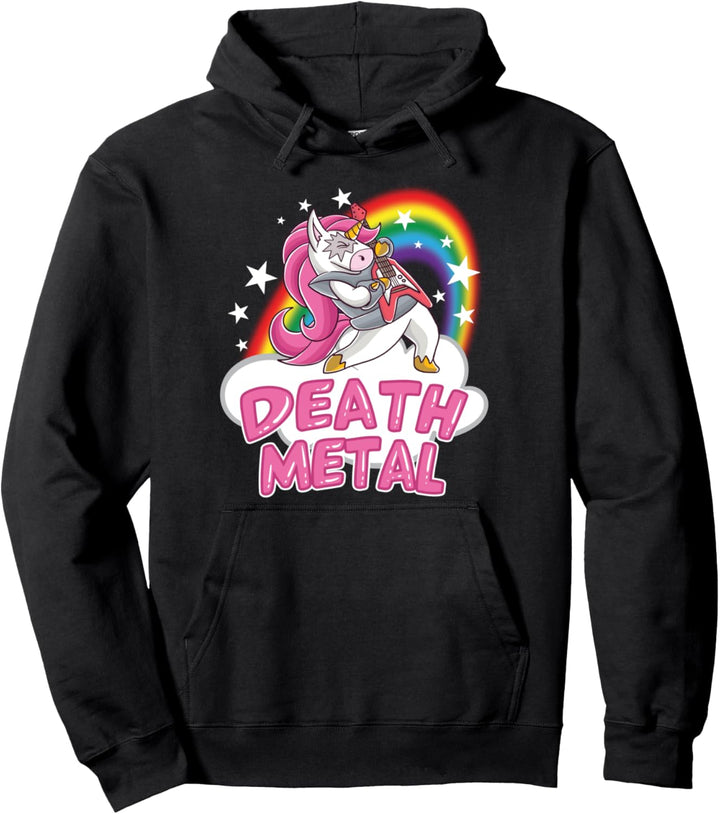 Death Metal Pink Unicorn Einhorn Rock Musik Band Gitarrist Pullover Hoodie