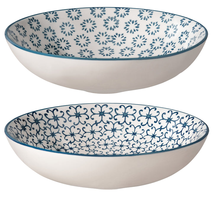 Bloomingville Schalen Kristina Retro Suppenschale Suppenteller tiefer Teller Vintage ø 19 cm, blau,
