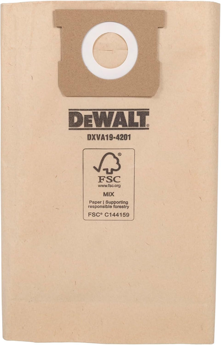 DEWALT DXVA19-4201 Staubbeutel für den Dewalt DXV23PTA Nass-/Trockensauger, einfache Befestigung für