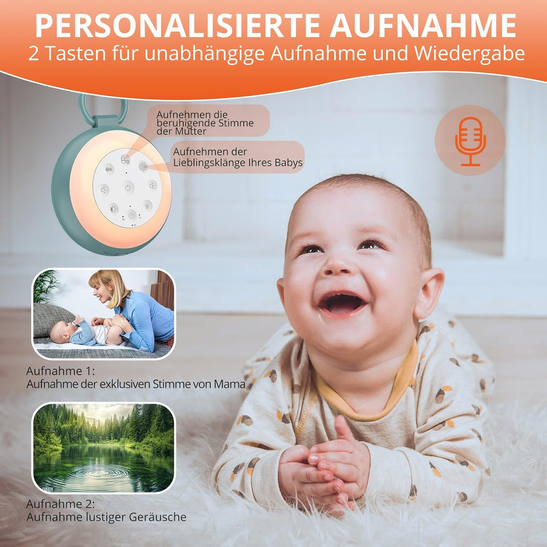 FUNYKICH White Noise Machine Baby, Tragbare Einschlafhilfe Weisses Rauschen für Erwachsene mit Aufna
