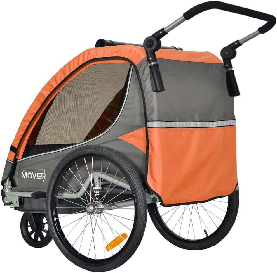 PAPILIOSHOP MOVER Anhänger Wagen und Kinderwagen für 1 oder 2 Kinder Orange, Orange