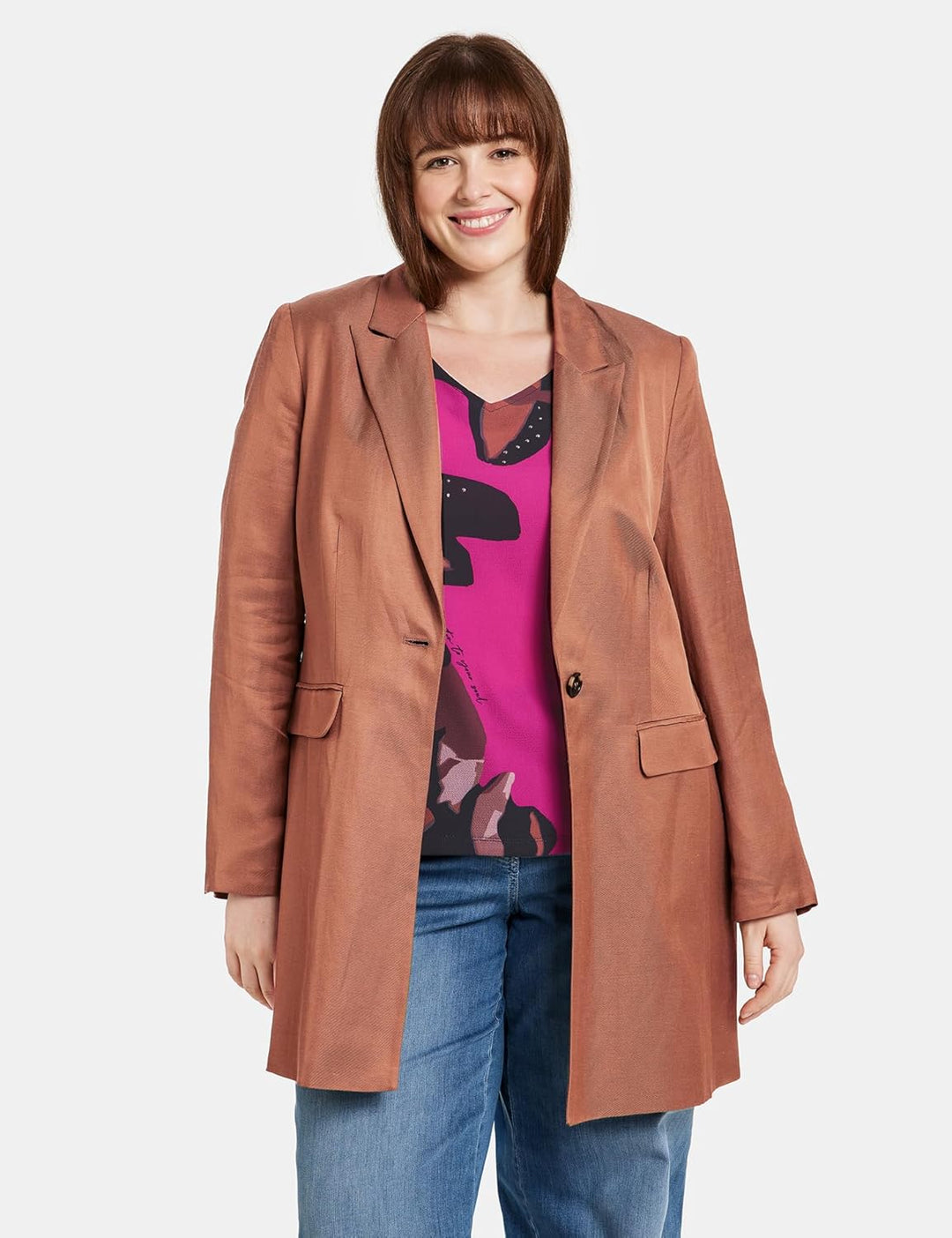 Samoon Damen Blazer 42 Grosse Grössen Rustic Oak, 42 Grosse Grössen Rustic Oak