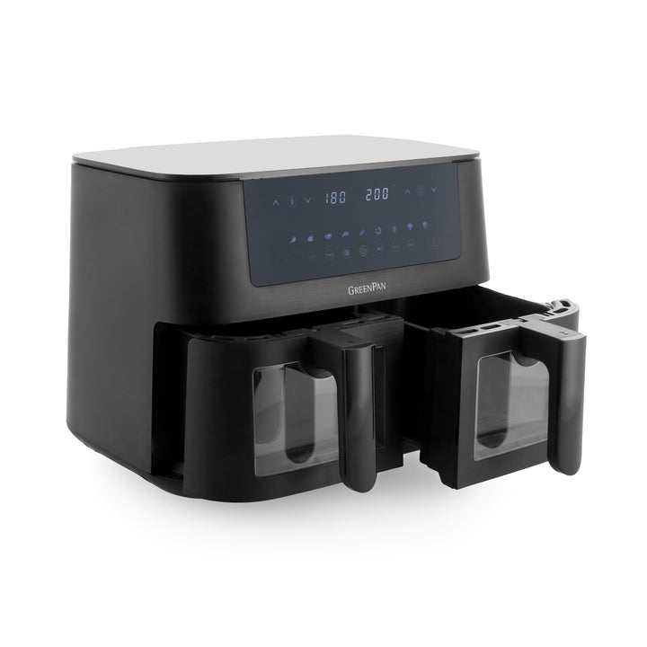 GreenPan Bistro 9-in-1 XL Air Fry Ofen, 2 Frittierkörbe (2 x 4L), Antihaftbeschichteter Korb,Schnell