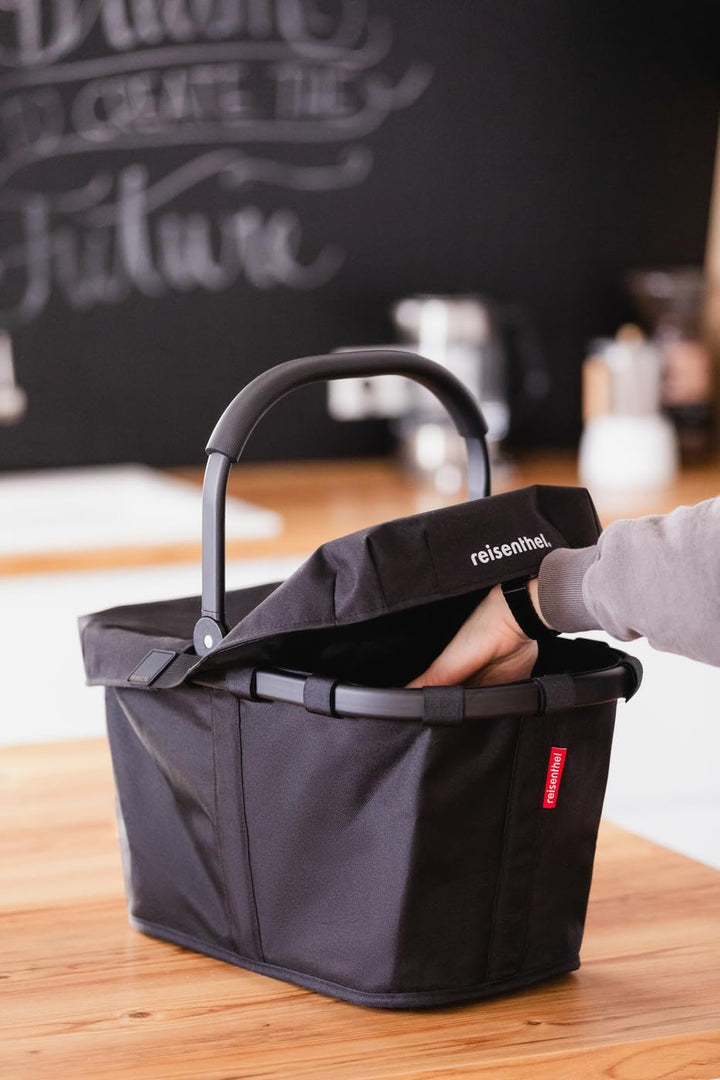 Reisenthel Set carrybag black mit Cover black Stabiler Einkaufskorb mit praktischer Innentasche – El