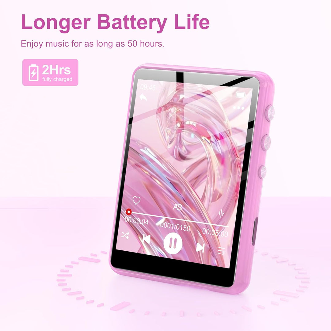 SWOFY 128GB MP3-Player mit Bluetooth 5.3-2,4-Zoll Touchscreen, HiFi-Klang, integrierter Lautsprecher